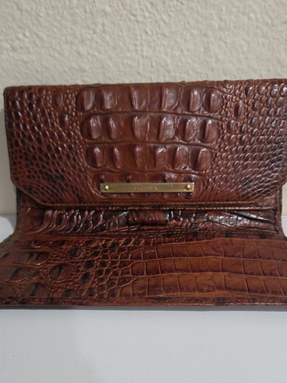 Brahmin Brown Croc-Embossed Leather Wallet Clutch